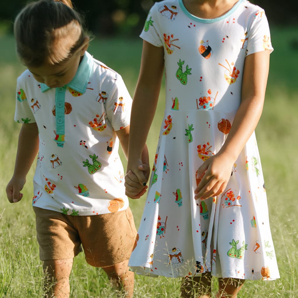 Island Mixed Plate Bamboo T-Shirt Dress