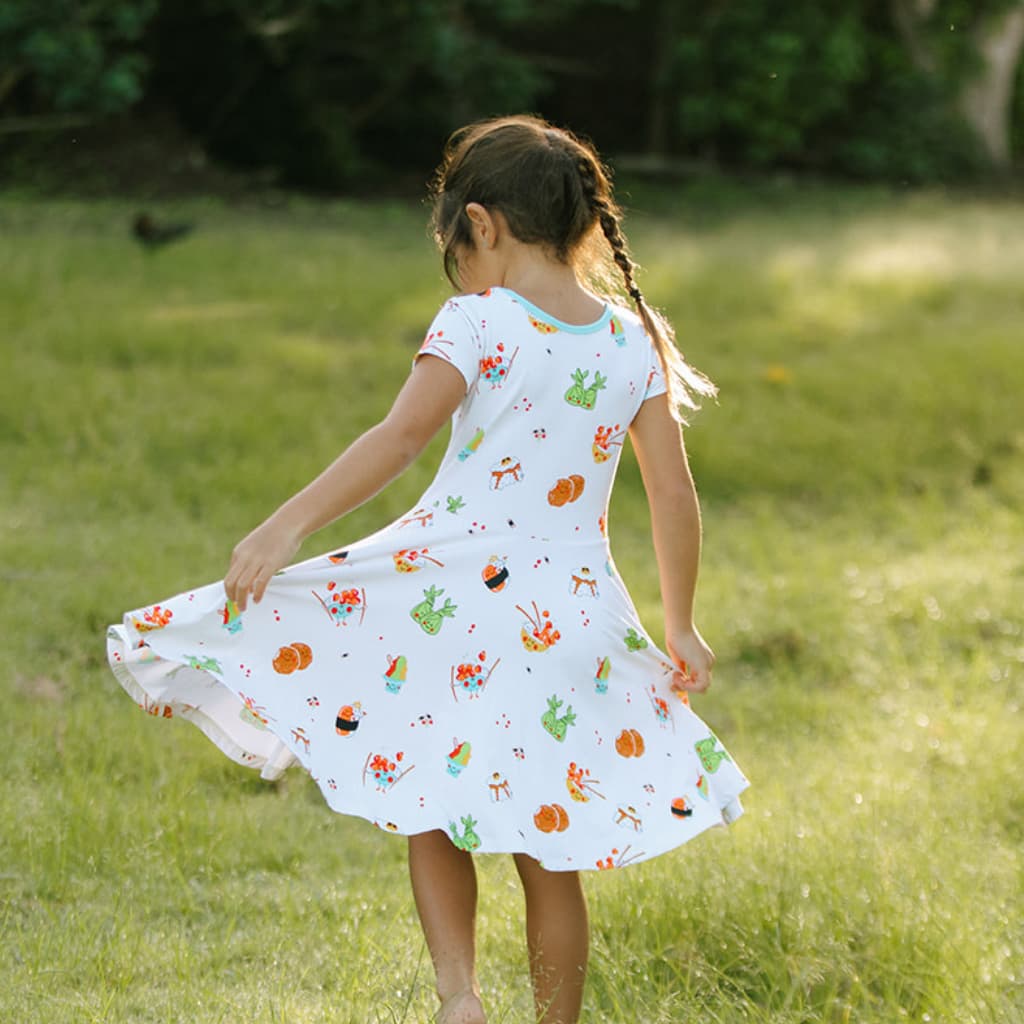 Island Mixed Plate Bamboo T-Shirt Dress