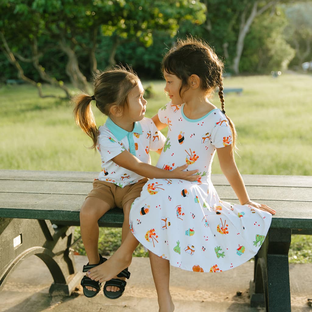 Island Mixed Plate Bamboo T-Shirt Dress