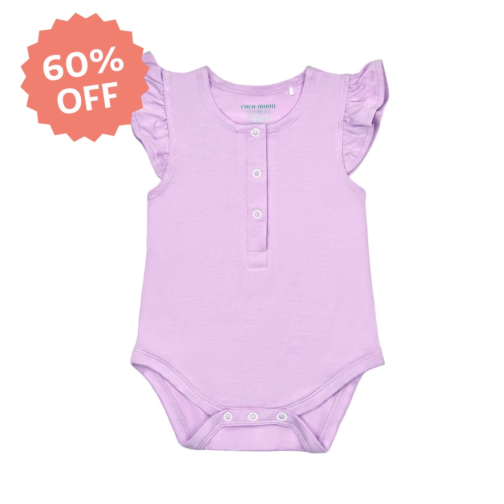 Kula Lavender Bamboo Flutter Sleeve Onesie