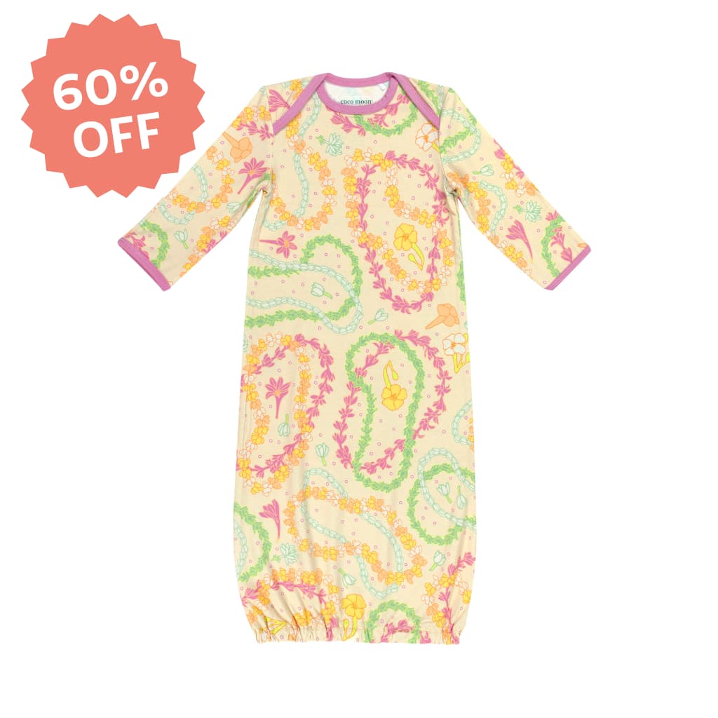 Lei Day in Sand Bamboo Layette Gown