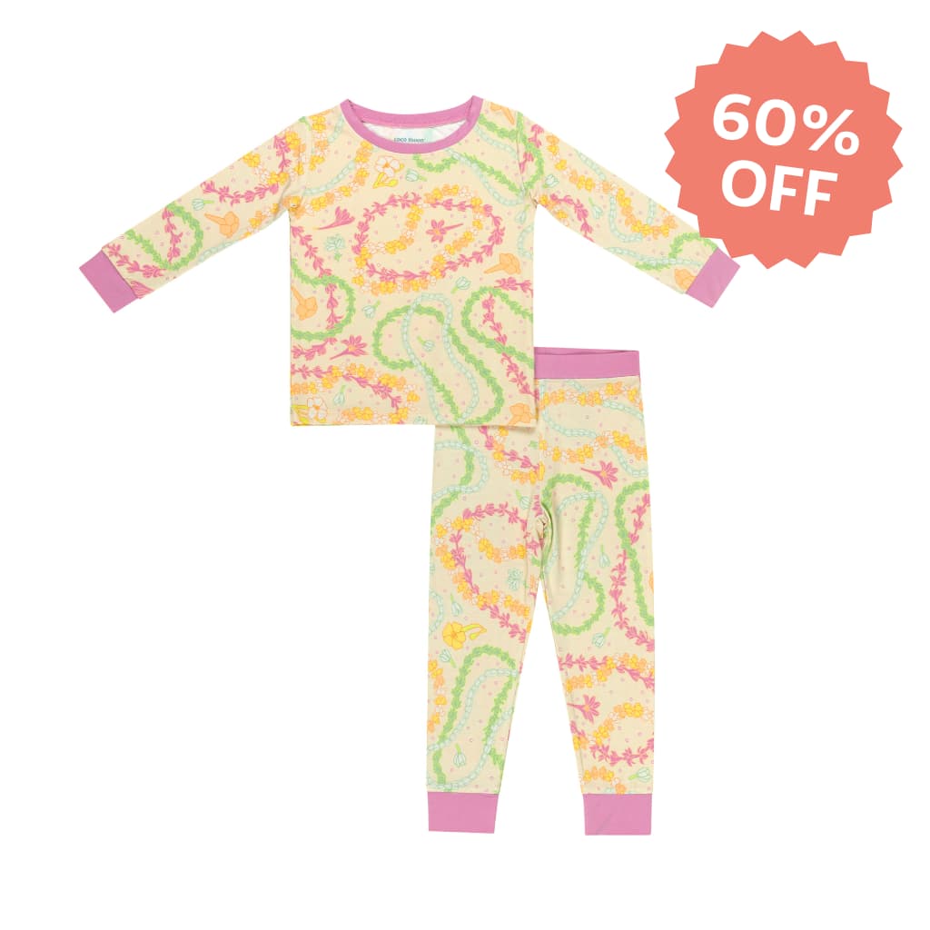 Lei Day in Sand Long Bamboo Pajamas