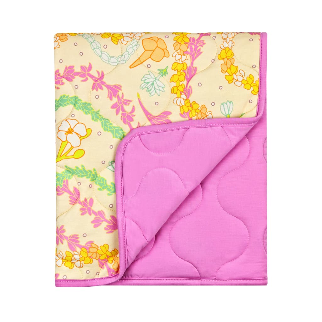 Lei Day In Sand Quilted Bamboo Blanket