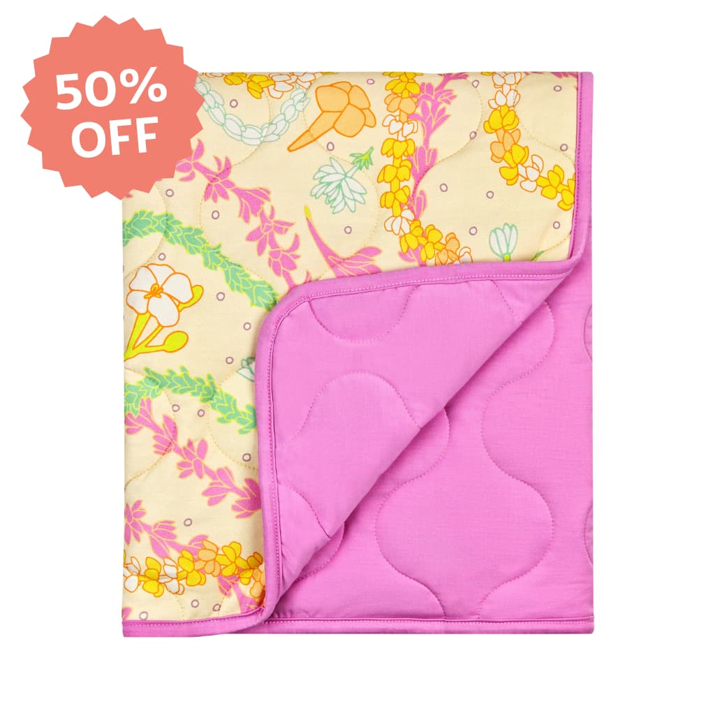 Lei Day In Sand Quilted Bamboo Blanket