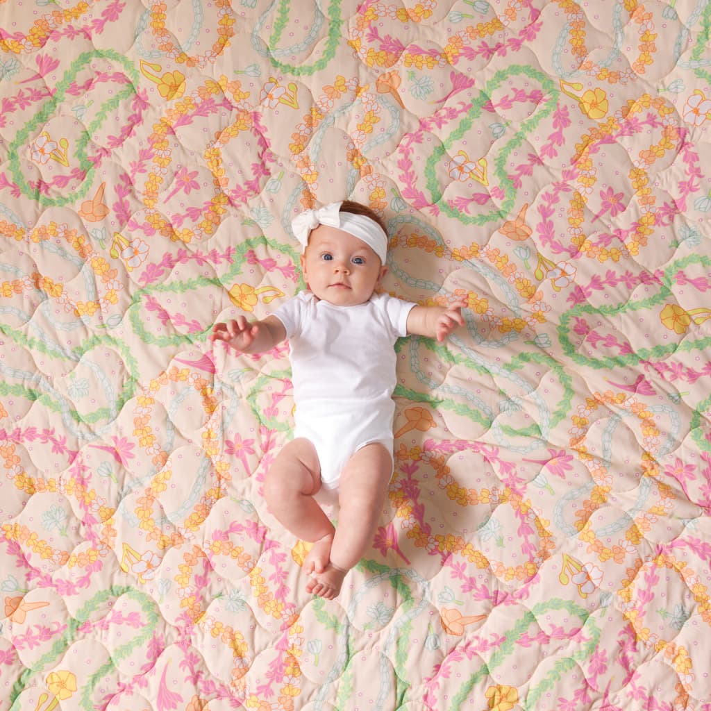 Lei Day In Sand Quilted Bamboo Blanket