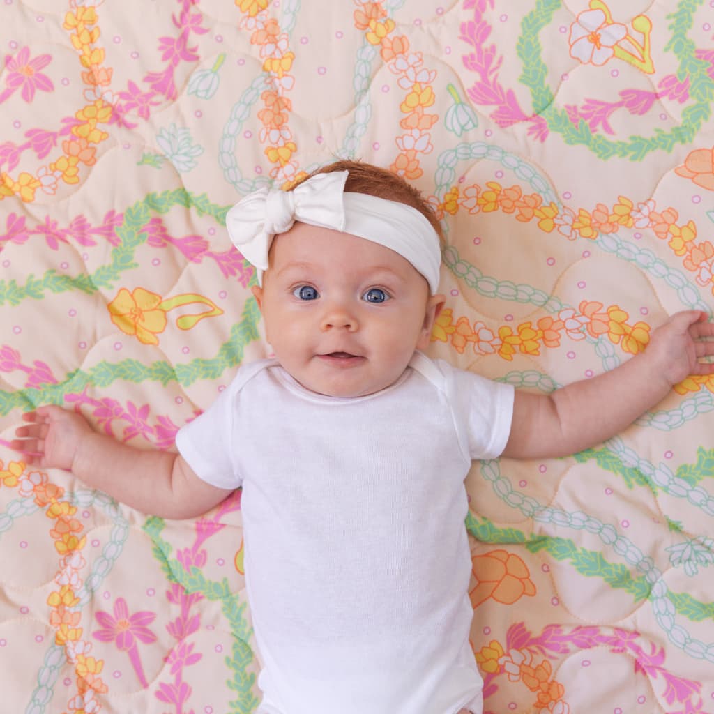 Lei Day In Sand Quilted Bamboo Blanket