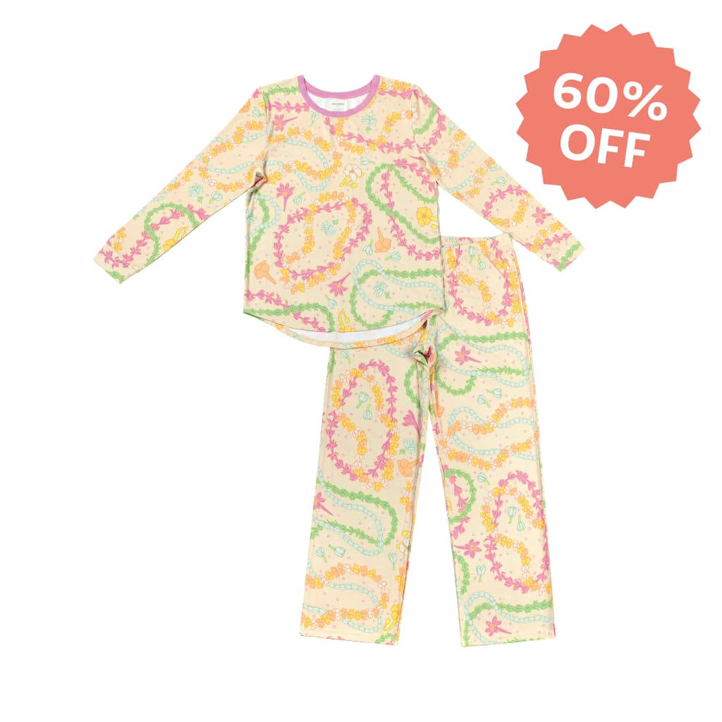 Lei Day in Sand Women's Long Bamboo Pajamas