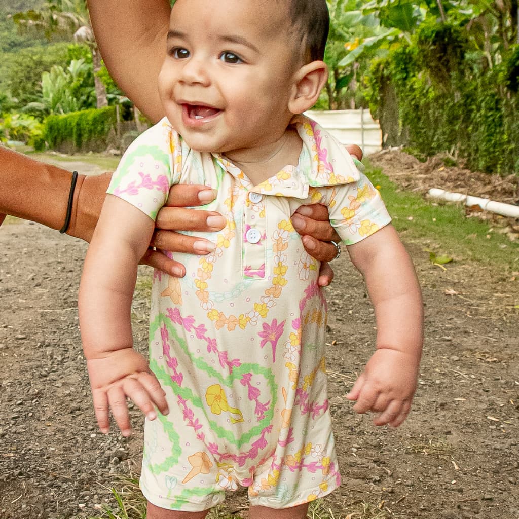 Lei Day in Sand Polo Bamboo Romper