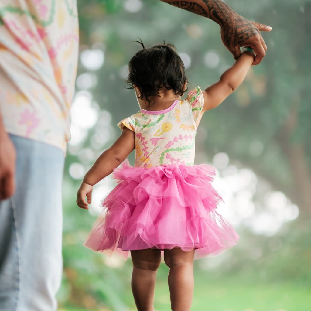 Lei Day in Sand Flutter Sleeve Tutu Dress