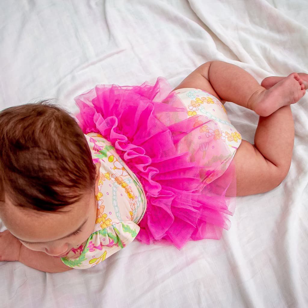 Lei Day in Sand Flutter Sleeve Tutu Onesie