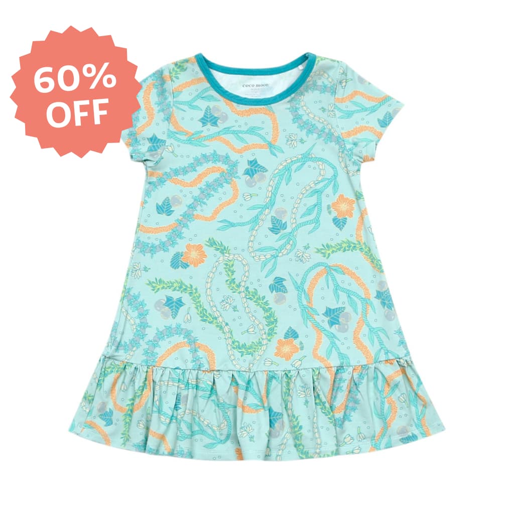 Lei Stand Ruffle Hem Bamboo T-Shirt Dress