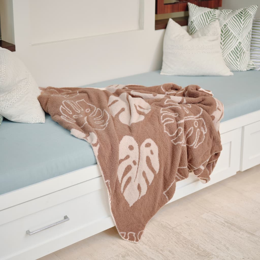 Mocha Monstera Bliss Blanket