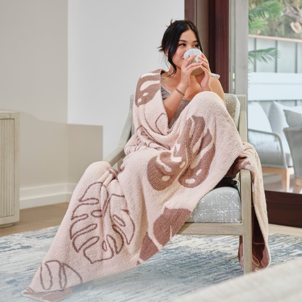 Mocha Monstera Bliss Blanket
