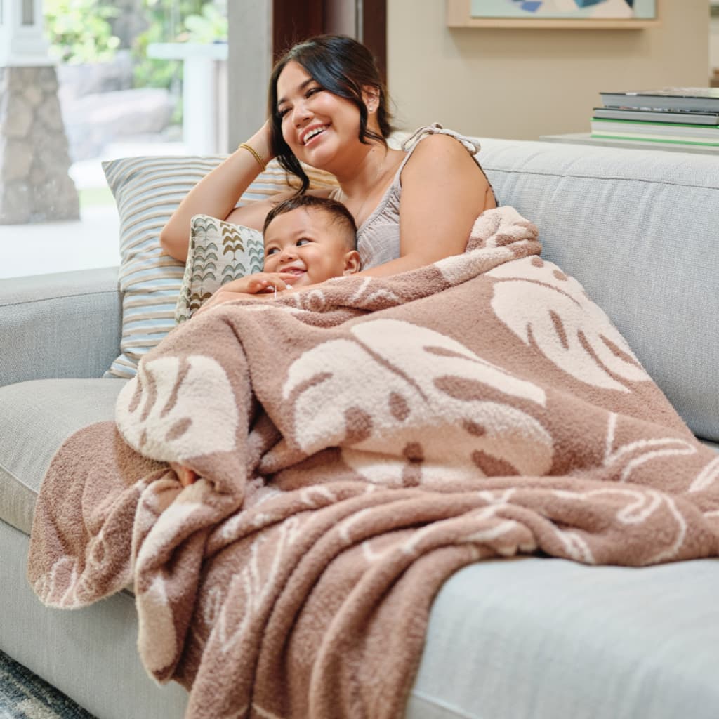 Mocha Monstera Bliss Blanket