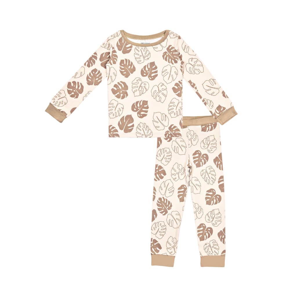 Mocha Monstera Long Bamboo Pajamas