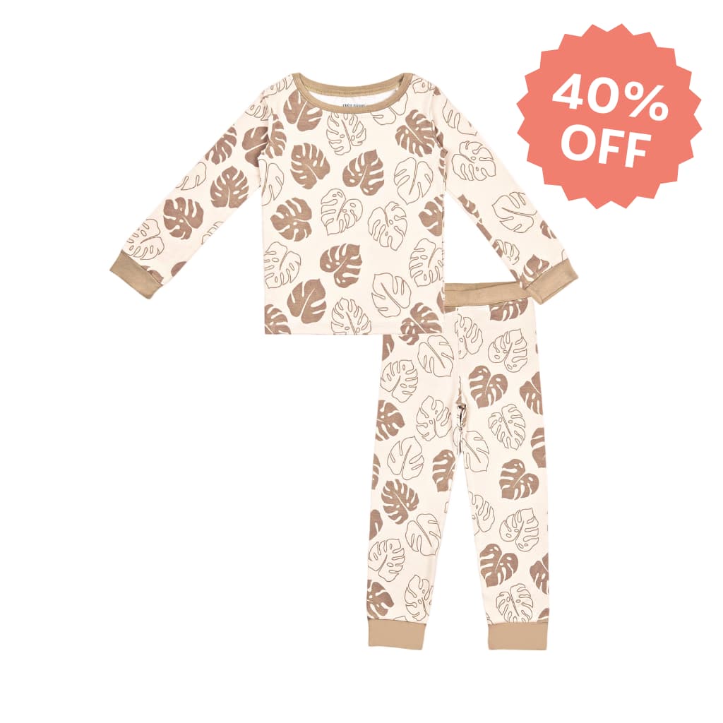 Mocha Monstera Long Bamboo Pajamas
