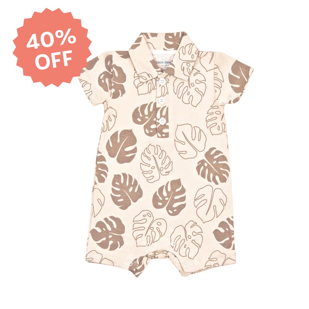 Mocha Monstera Polo Bamboo Romper