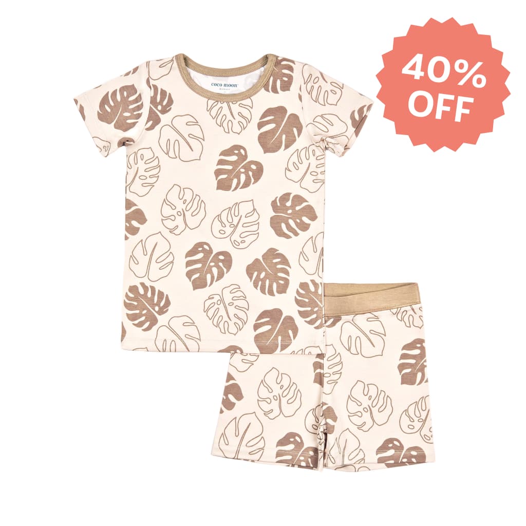 Mocha Monstera Short Bamboo Pajamas