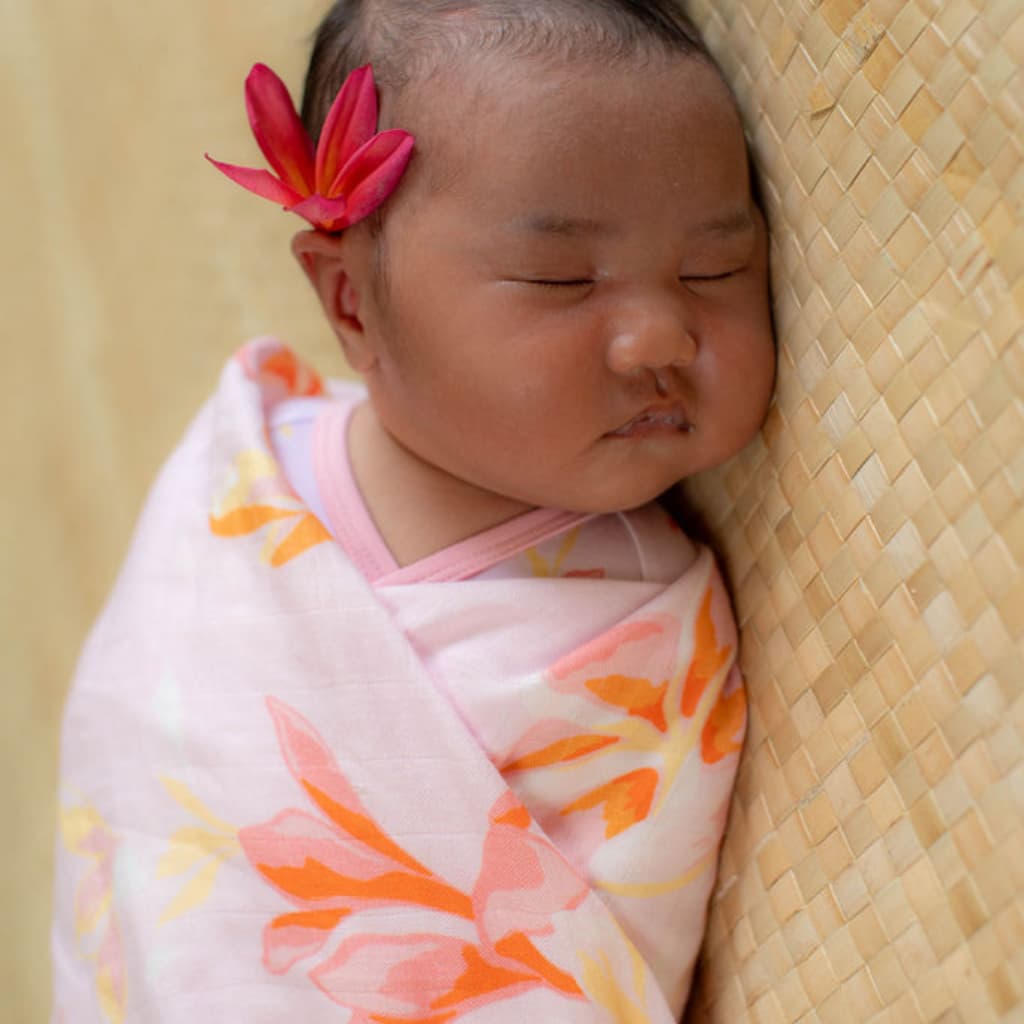 Plumeria Honey Muslin Swaddle Blanket