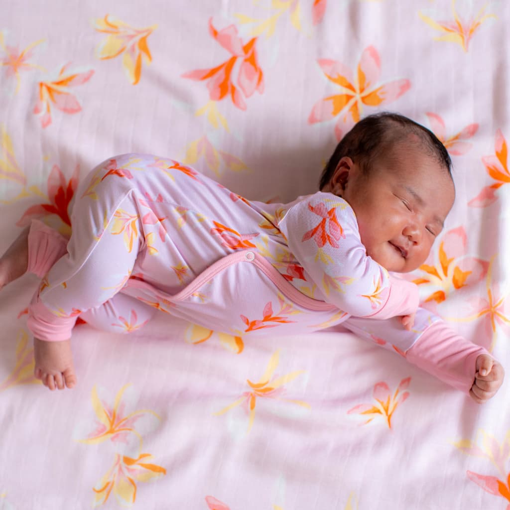 Plumeria Honey Muslin Swaddle Blanket