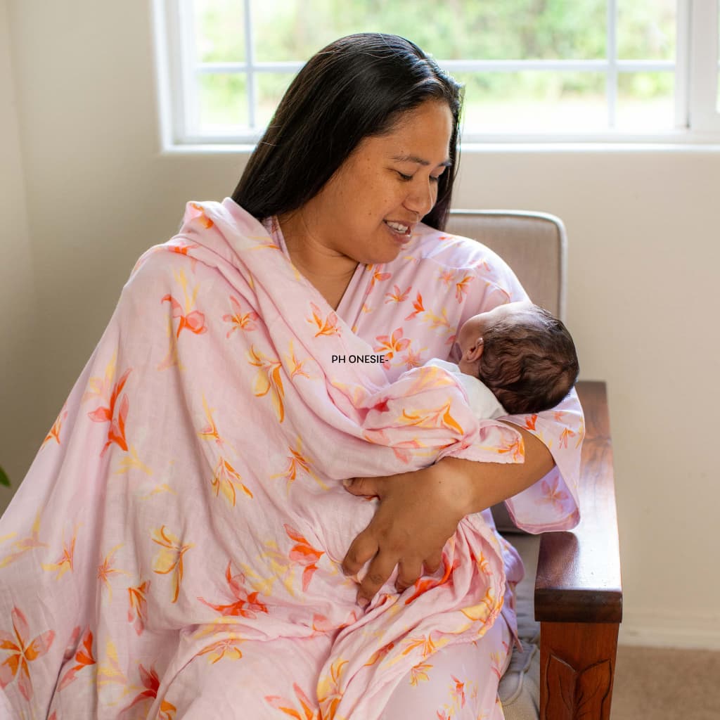 Plumeria Honey Muslin Swaddle Blanket
