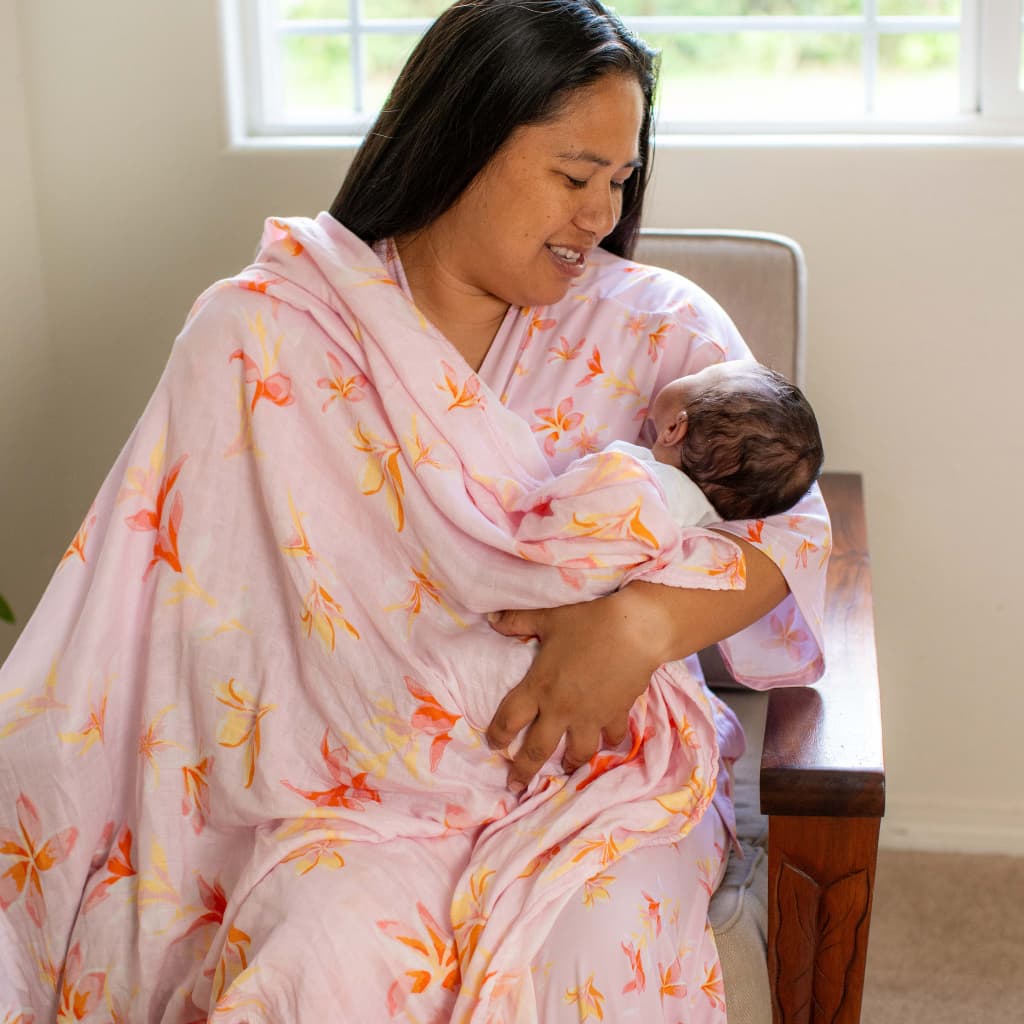 Plumeria Honey Muslin Swaddle Blanket