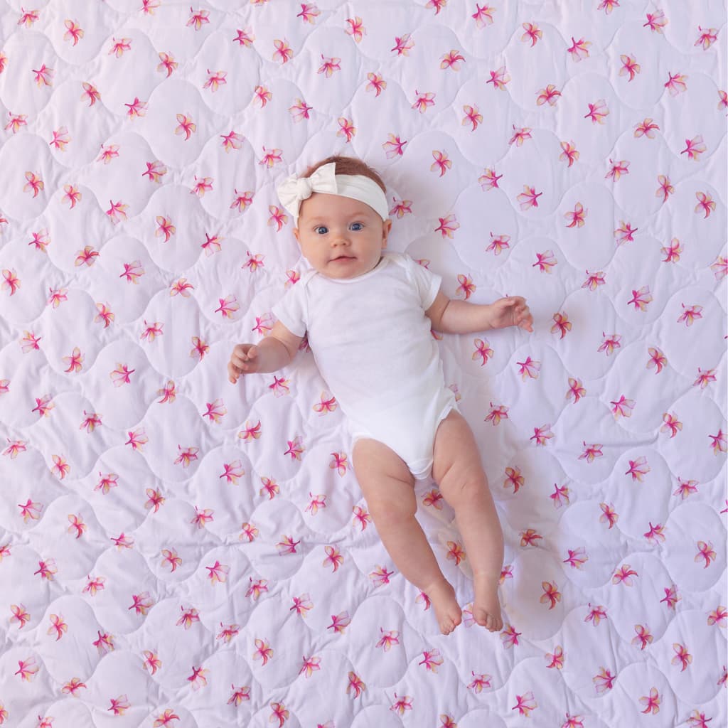 Plumeria Quilted Bamboo Blanket