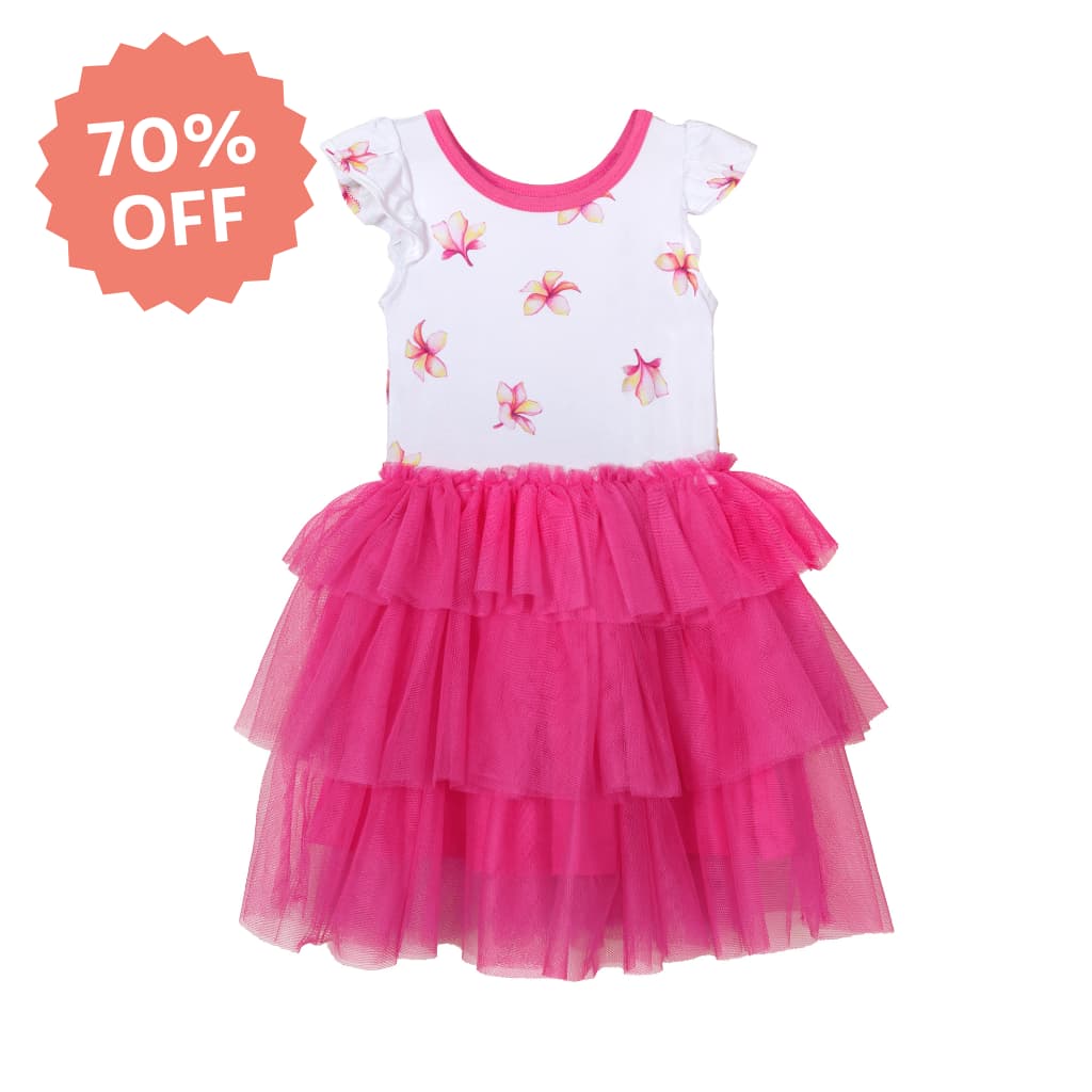 Plumeria Flutter Sleeve Tutu Dress