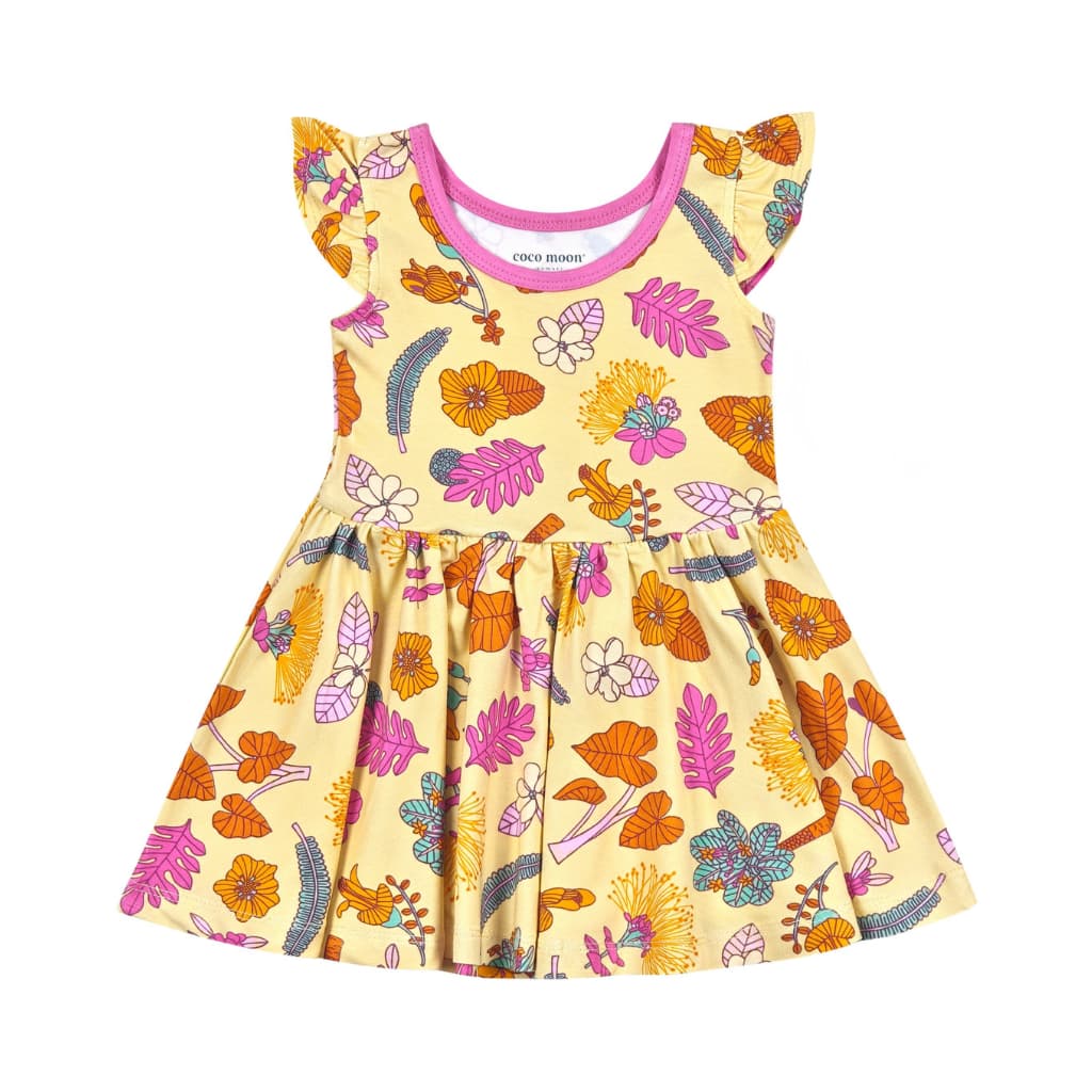 Roots & Blooms Bamboo Flutter Sleeve Dress