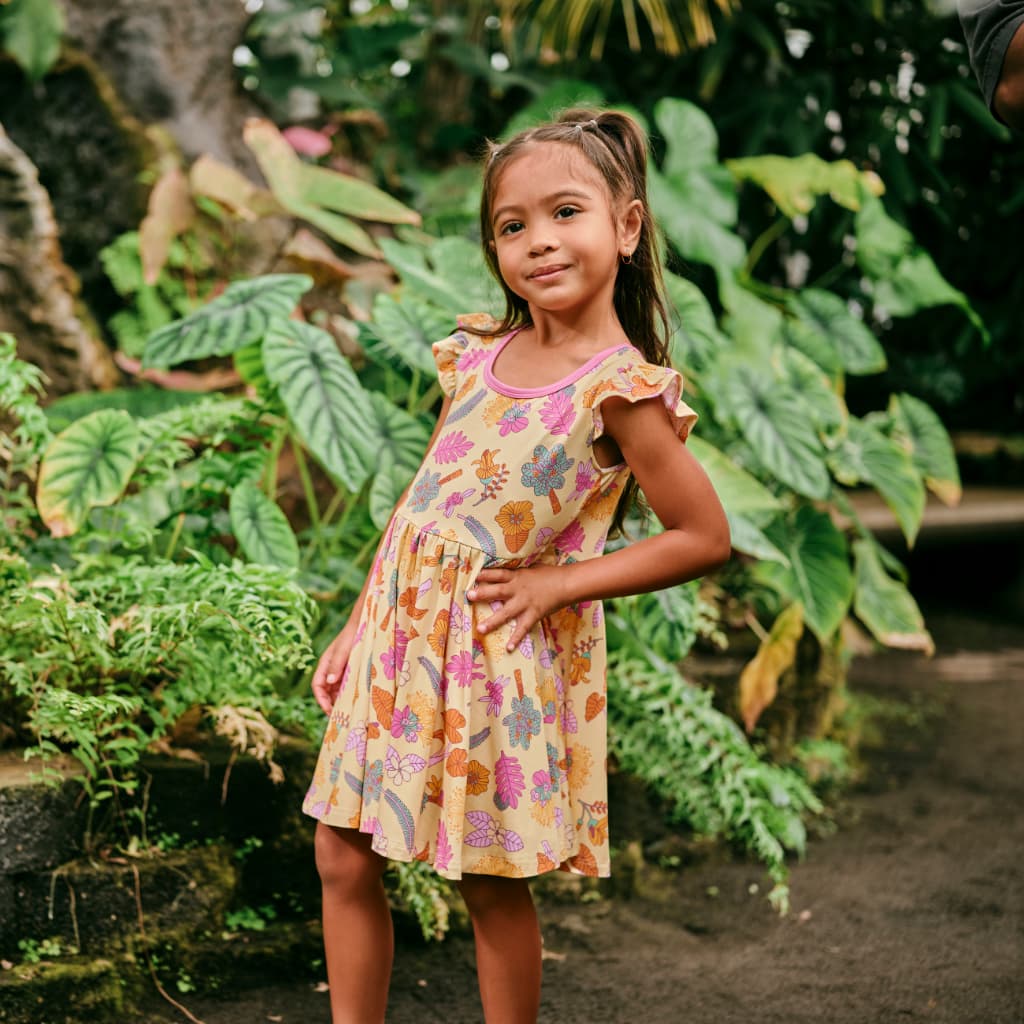 Roots & Blooms Bamboo Flutter Sleeve Dress