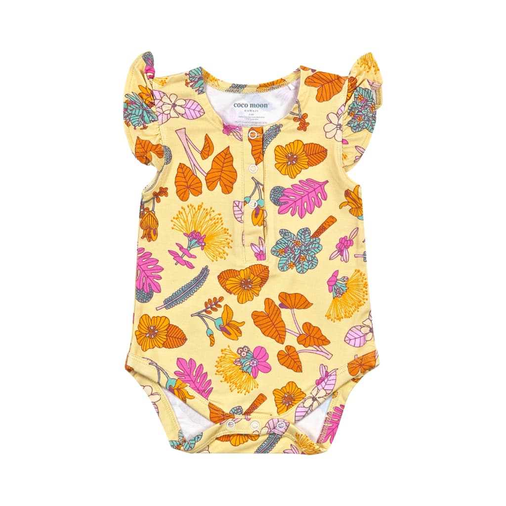 Roots & Blooms Bamboo Flutter Sleeve Onesie