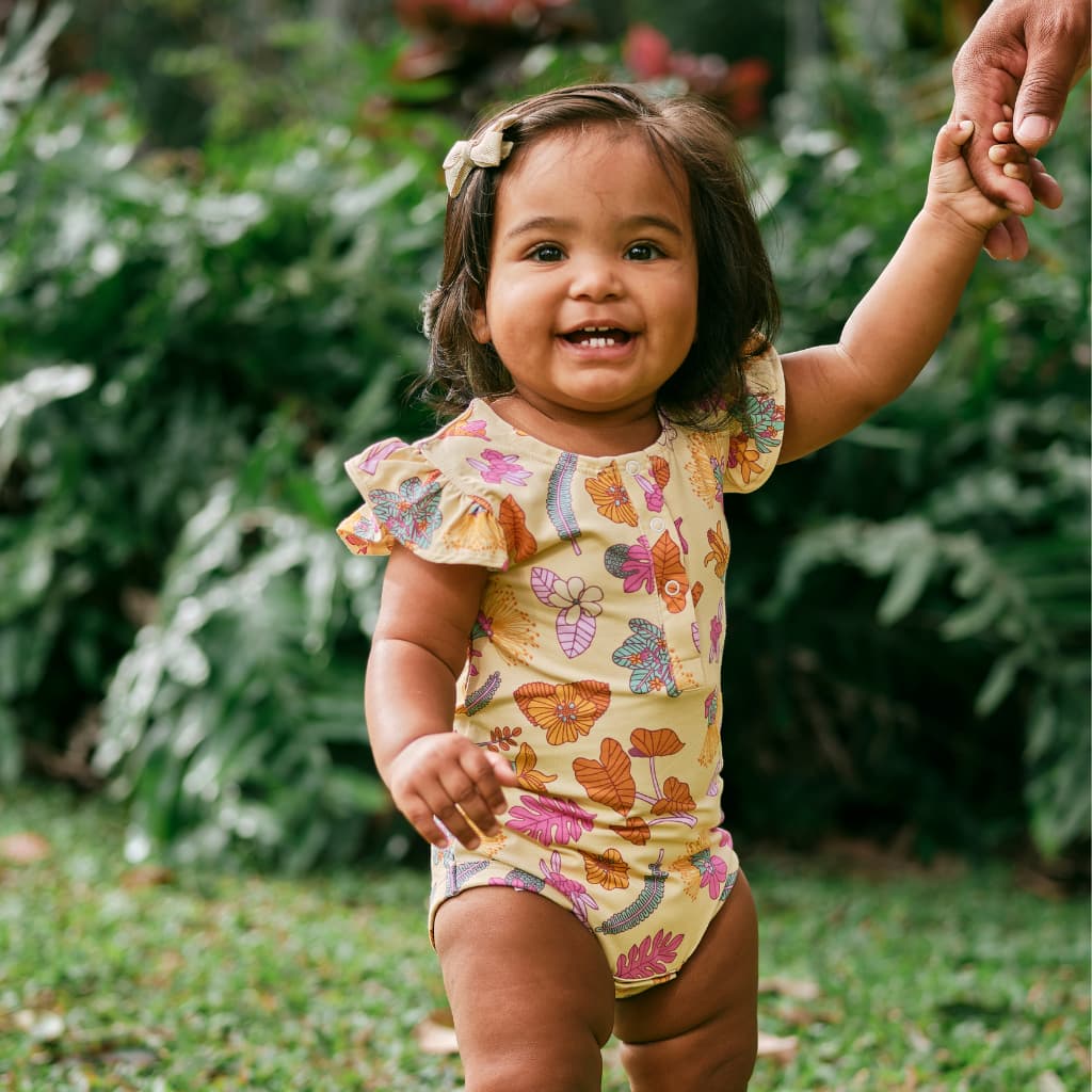 Roots & Blooms Bamboo Flutter Sleeve Onesie