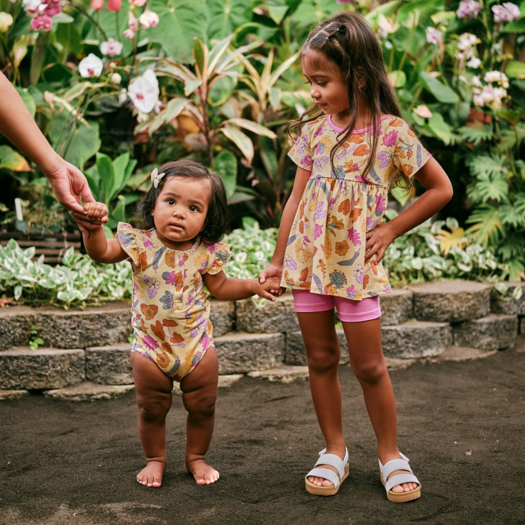 Roots & Blooms Bamboo Flutter Sleeve Onesie
