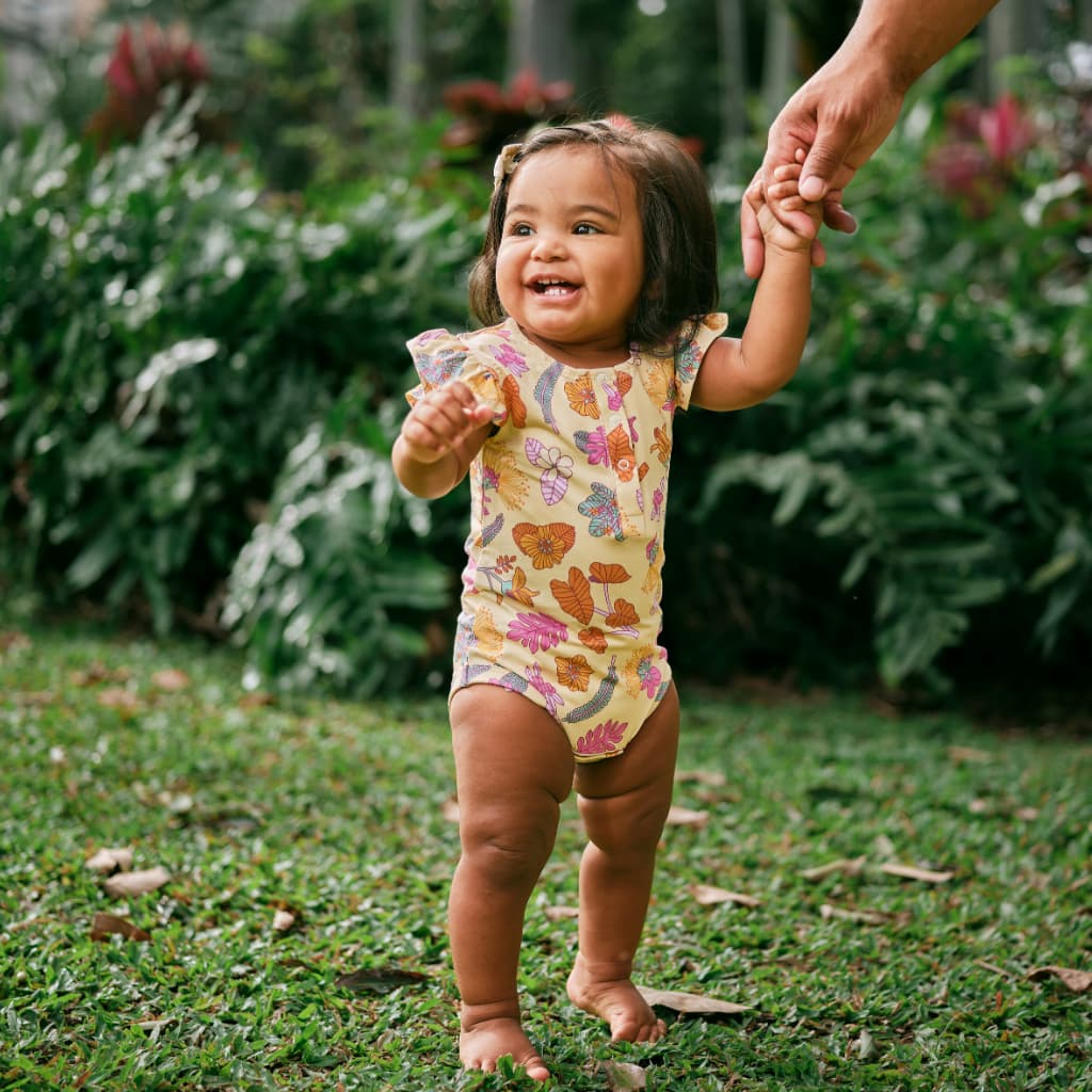 Roots & Blooms Bamboo Flutter Sleeve Onesie