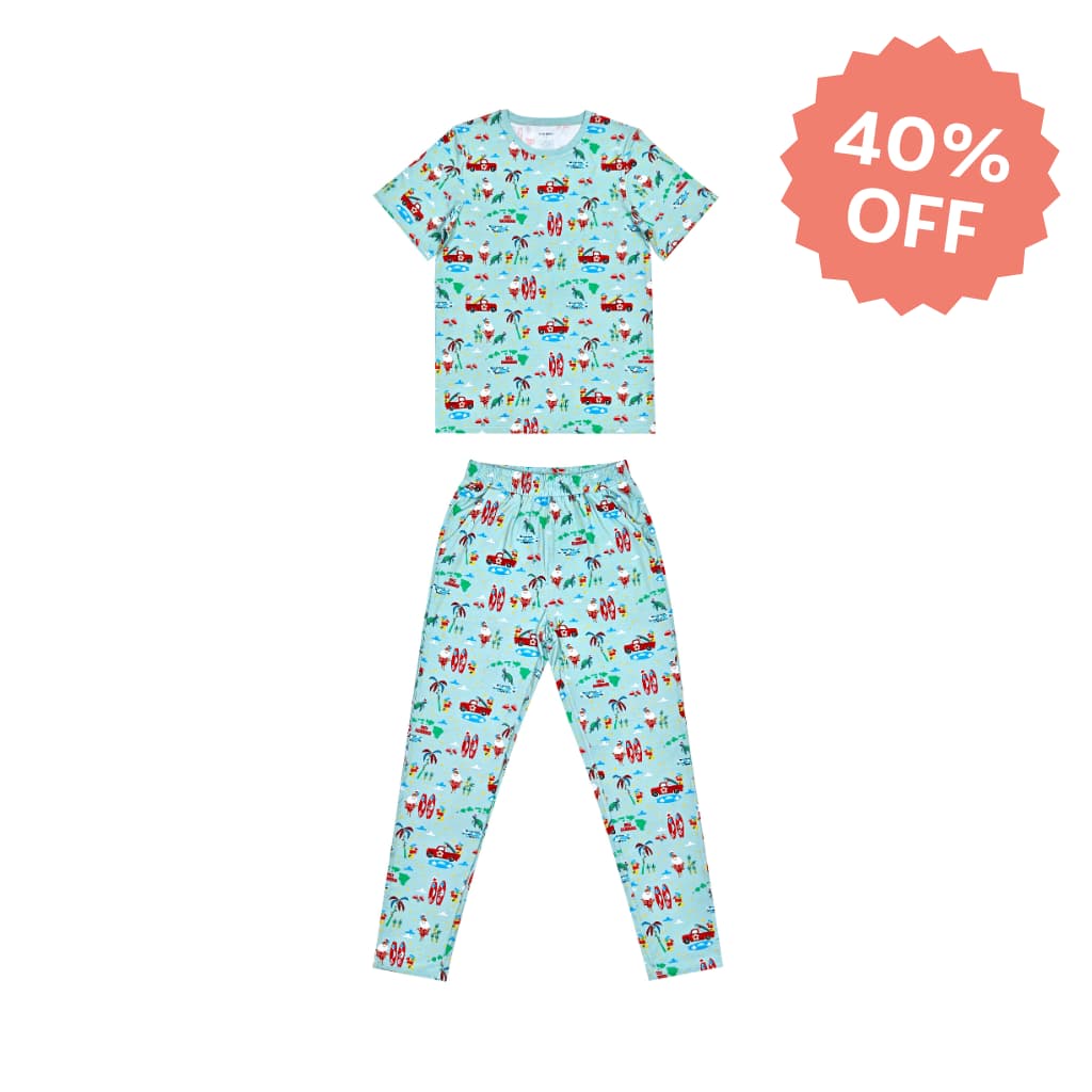 Surfing In An Island Wonderland Men's Bamboo Pajamas