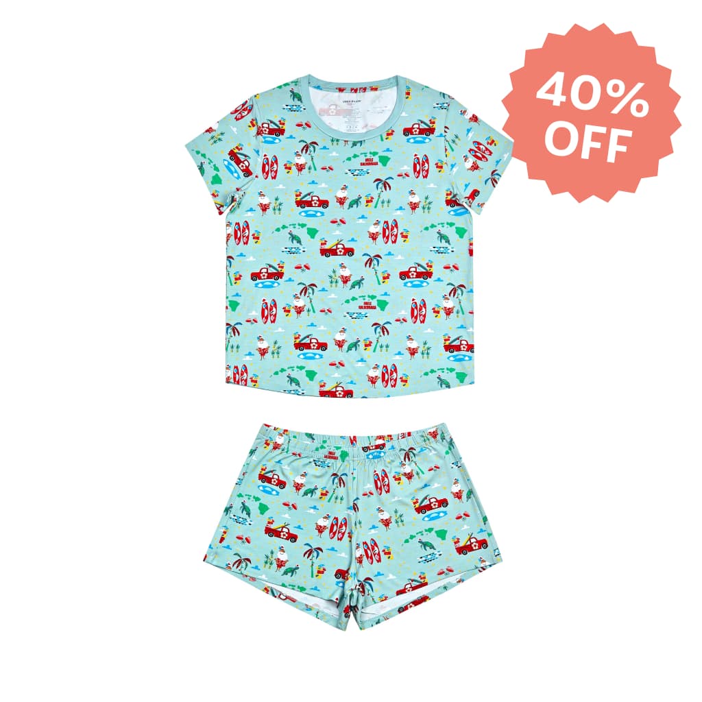 Surfing In An Island Wonderland Women's Short Bamboo Pajamas