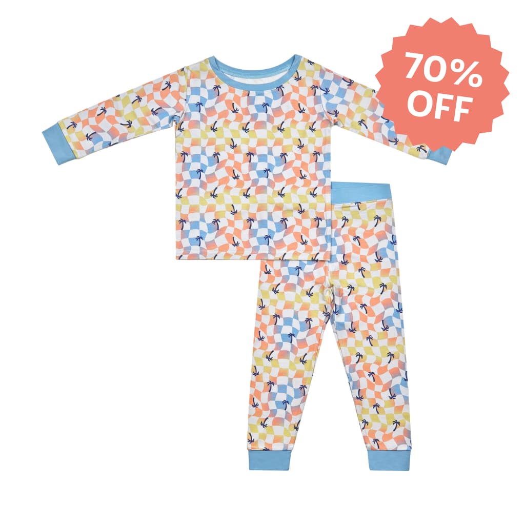 Sunset Checker Long Bamboo Pajamas