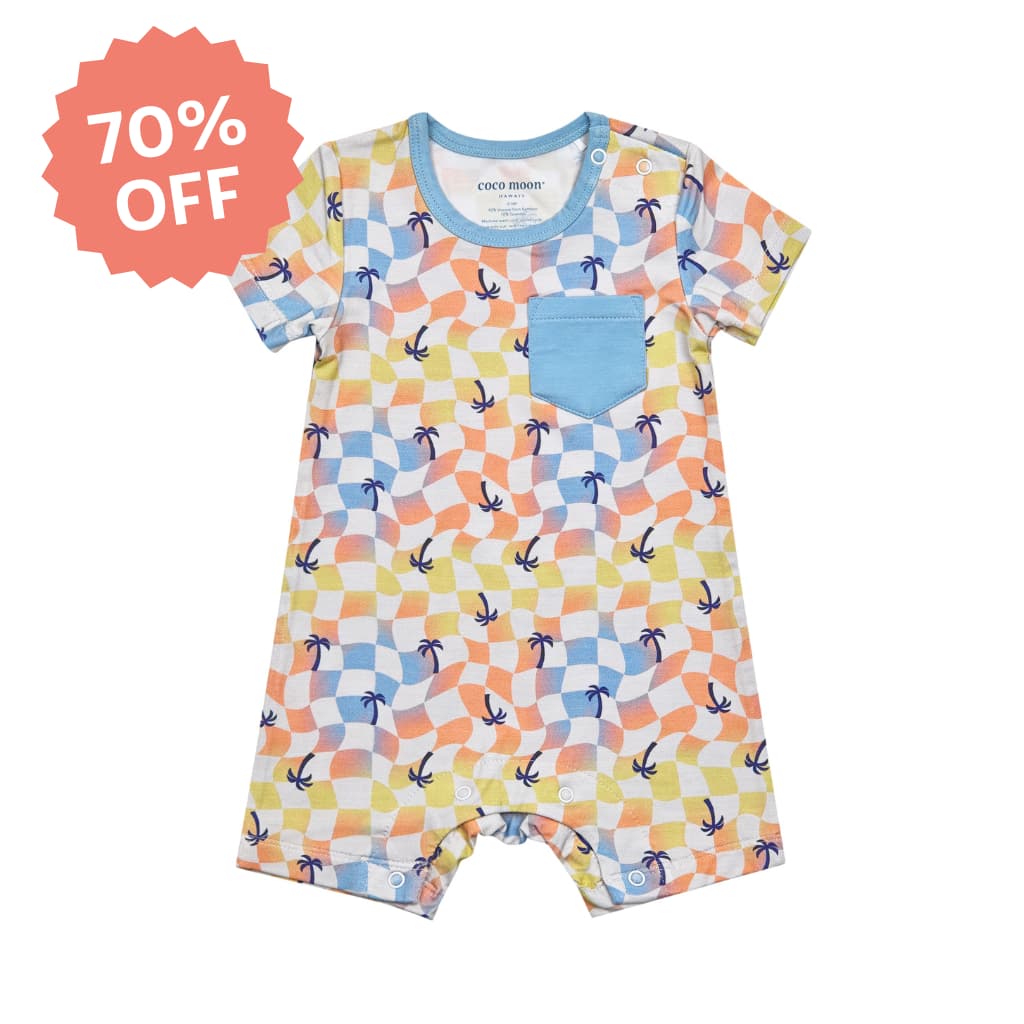 Sunset Checker Shortie Bamboo Romper