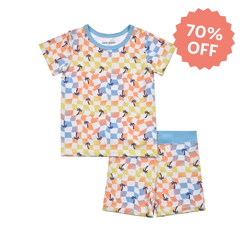 Sunset Checker Short Bamboo Pajamas