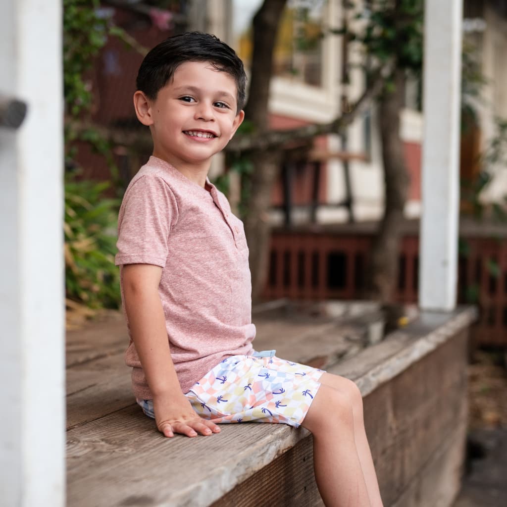 Sunset Checker Bamboo Drawstring Shorts