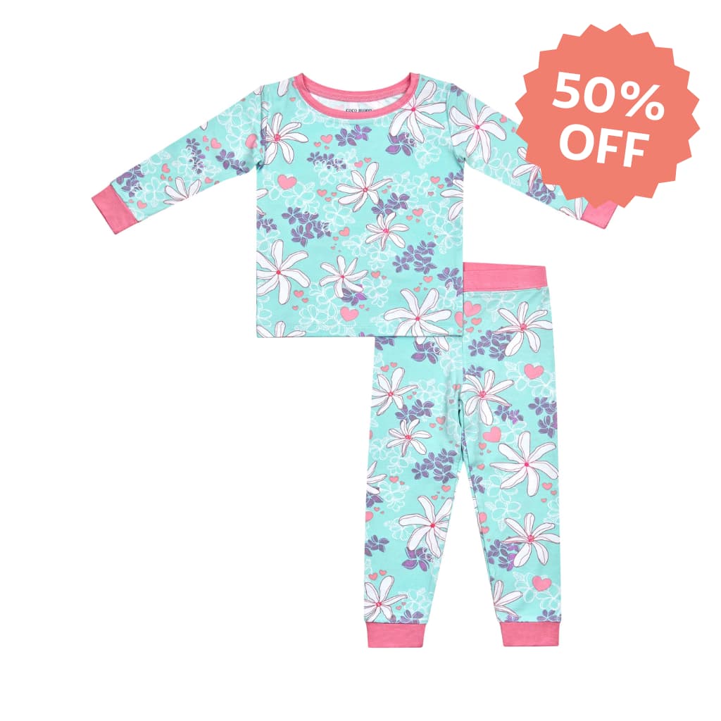 Tiare Blooms Long Bamboo Pajamas