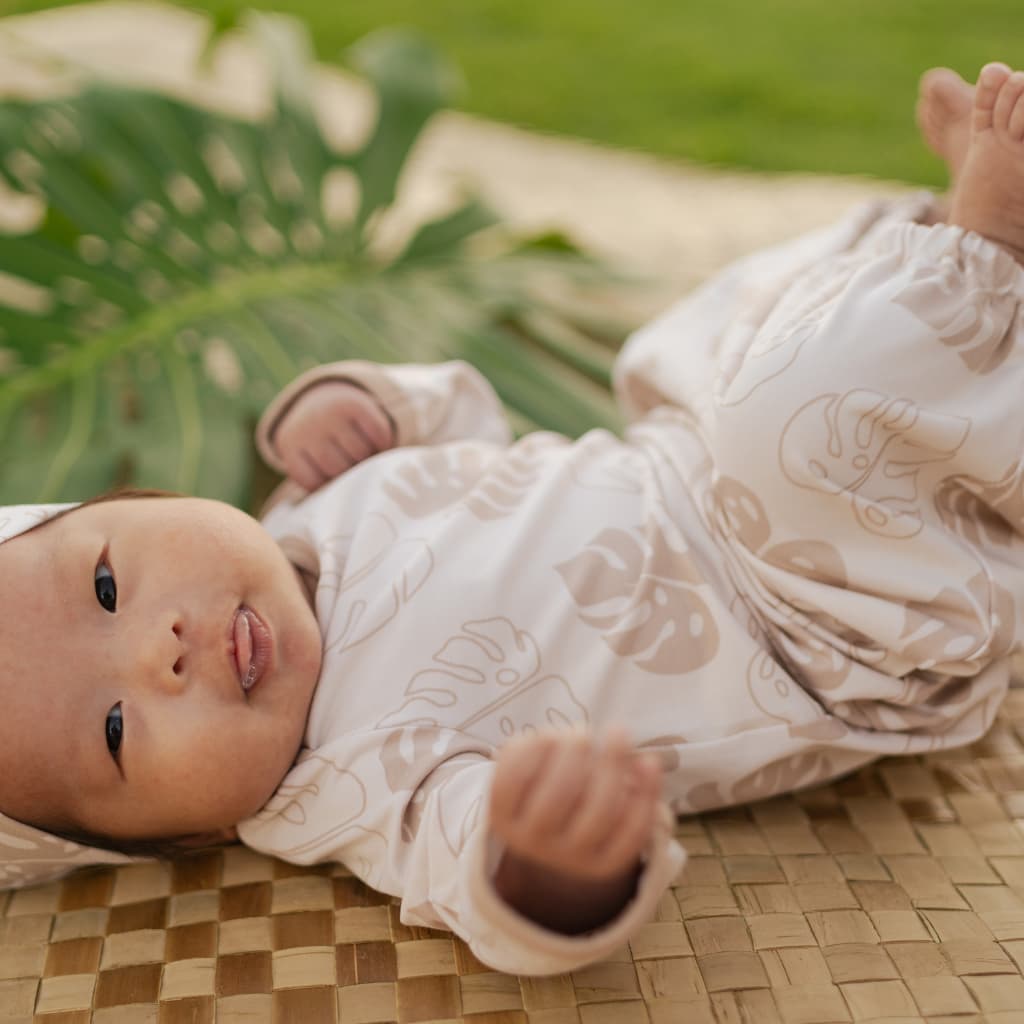 Toasted Monstera Bamboo Layette Gown