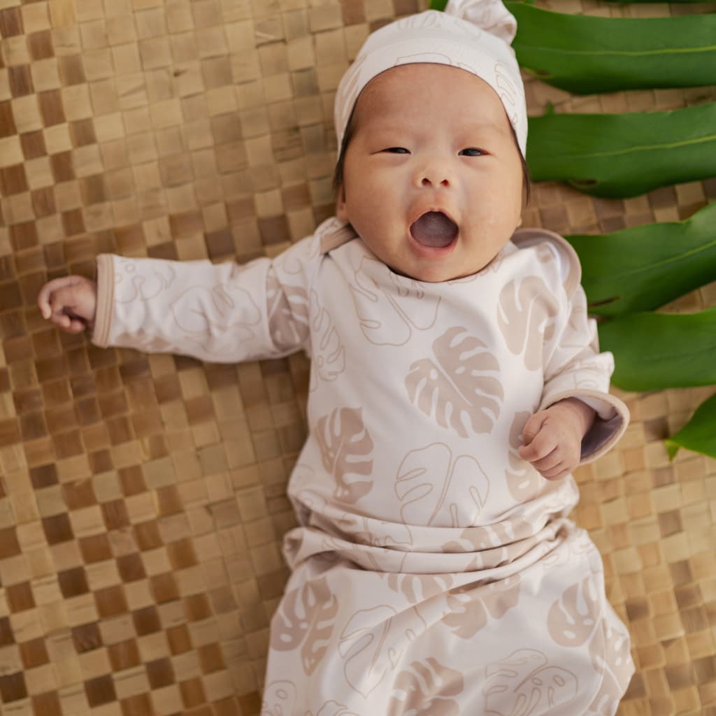 Toasted Monstera Bamboo Layette Gown