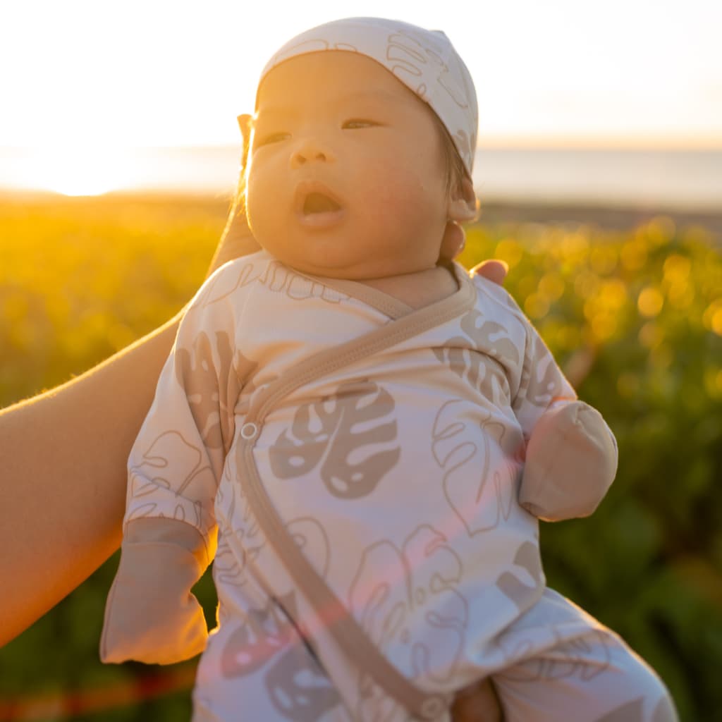 Toasted Monstera Bamboo Newborn Coverall