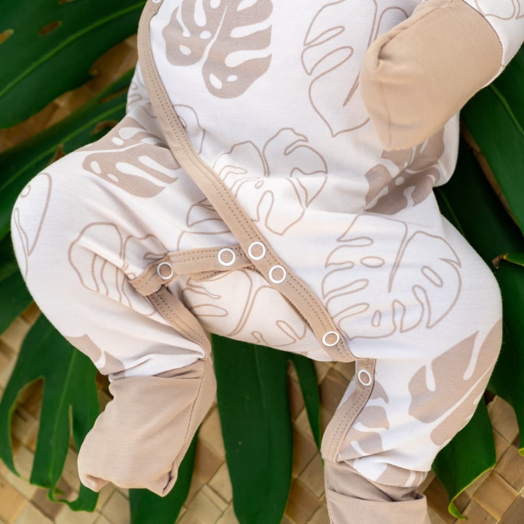 Toasted Monstera Bamboo Newborn Coverall