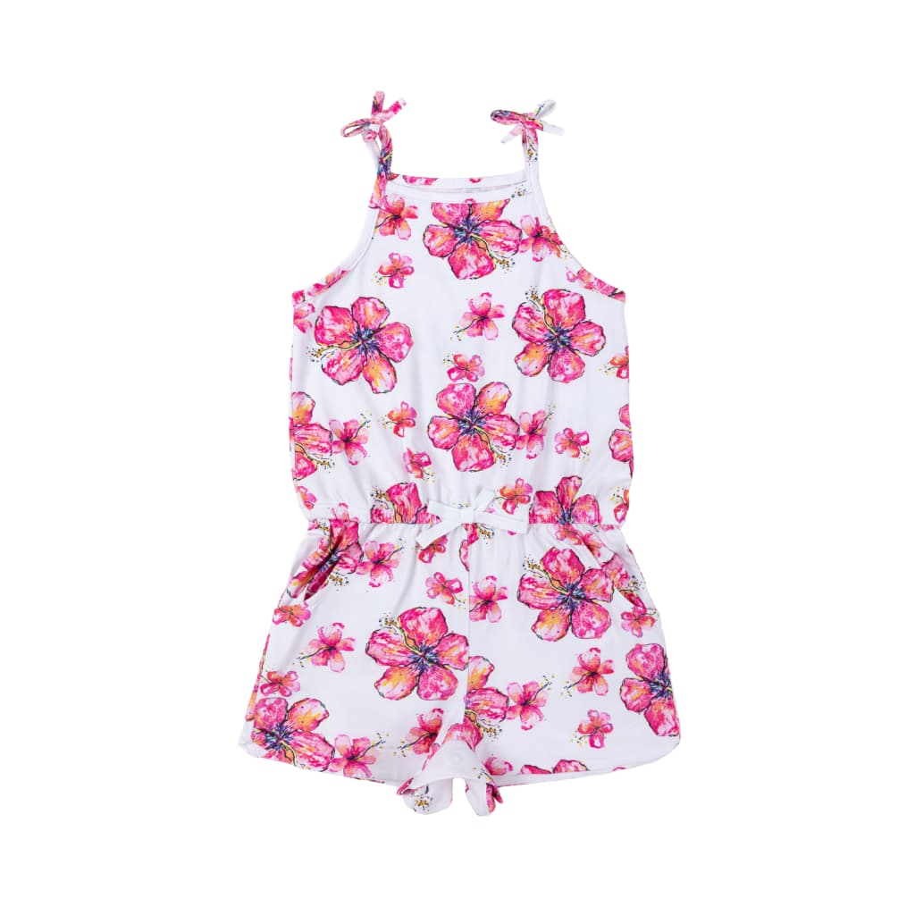 Hibiscus Kiss Girls Shortie Bamboo Romper