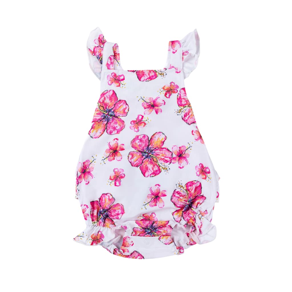 Hibiscus Kiss Ruffle Bamboo Romper