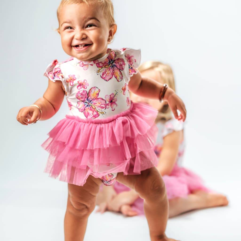 Hibiscus Kiss Flutter Sleeve Tutu Onesie