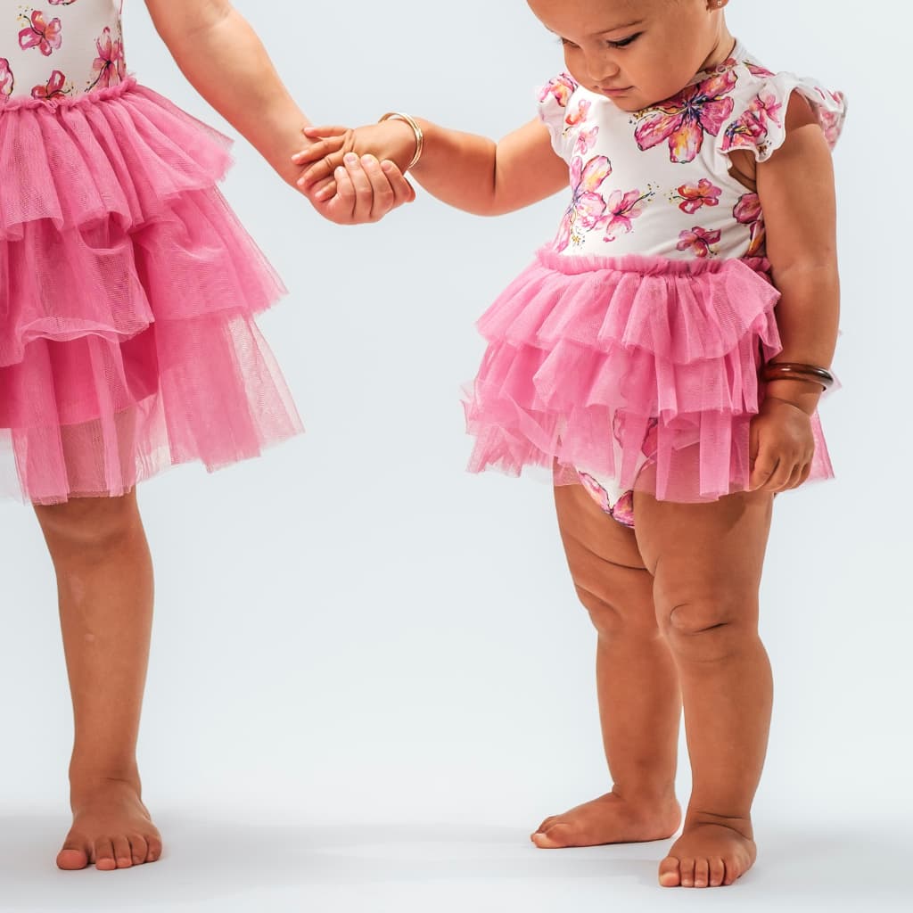 Hibiscus Kiss Flutter Sleeve Tutu Onesie