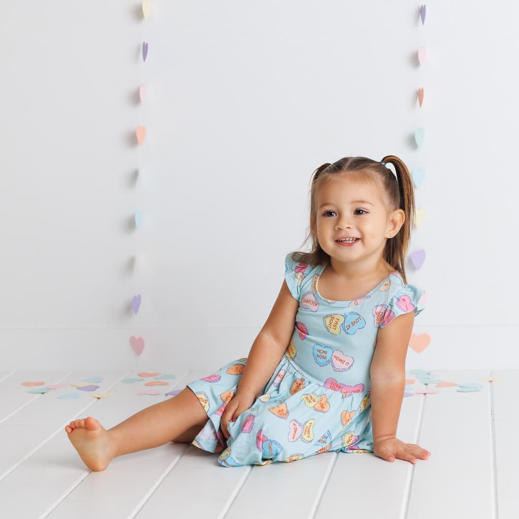 I Lava You Bamboo Flutter Sleeve Dress